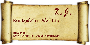 Kustyán Júlia névjegykártya